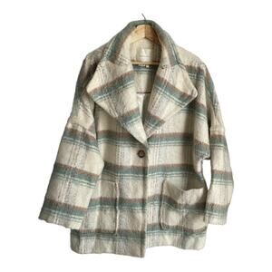 Anthro Wool Oversized Plaid Pea Coat/Jacket SZ S